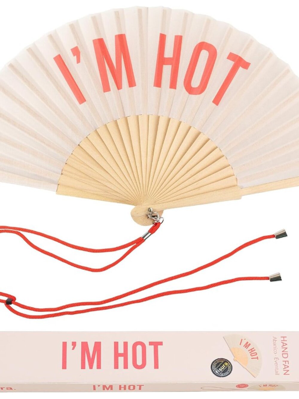 Original folding fan with message I’m h*t, wooden handheld fan for women, perfec